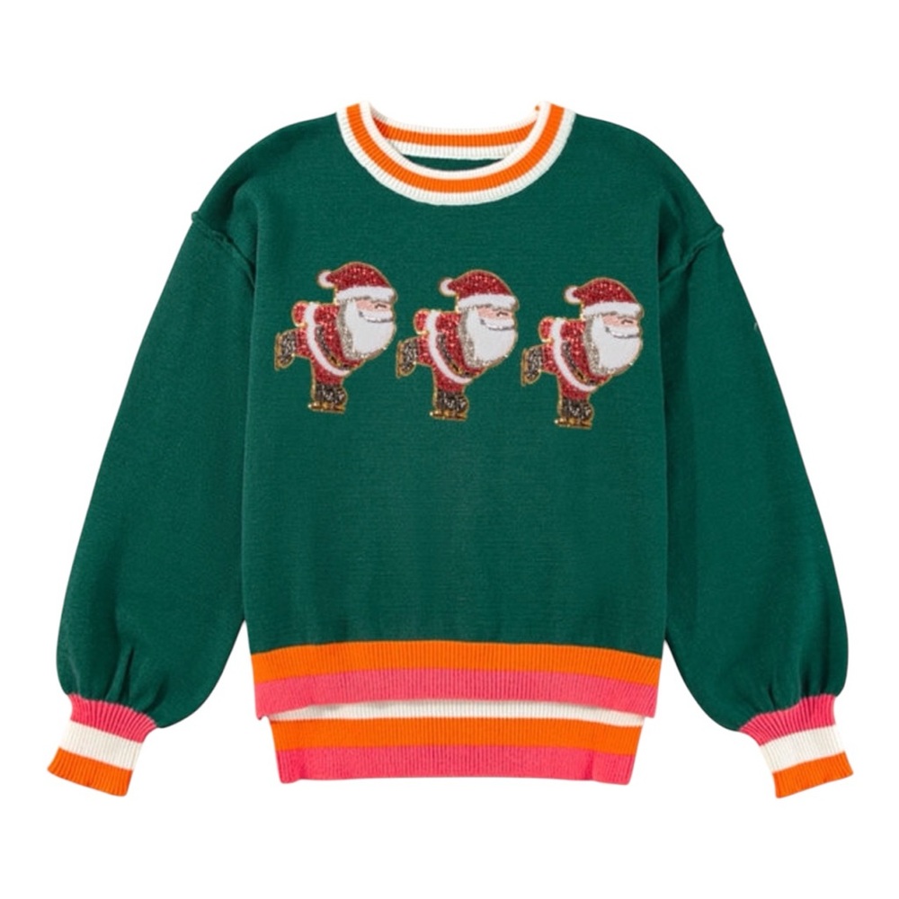 Santa crewneck high low sweater S M L XL - Picture 3 of 12